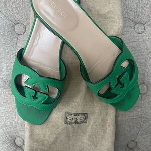 Gucci Leather Logo Cut Out Sandal